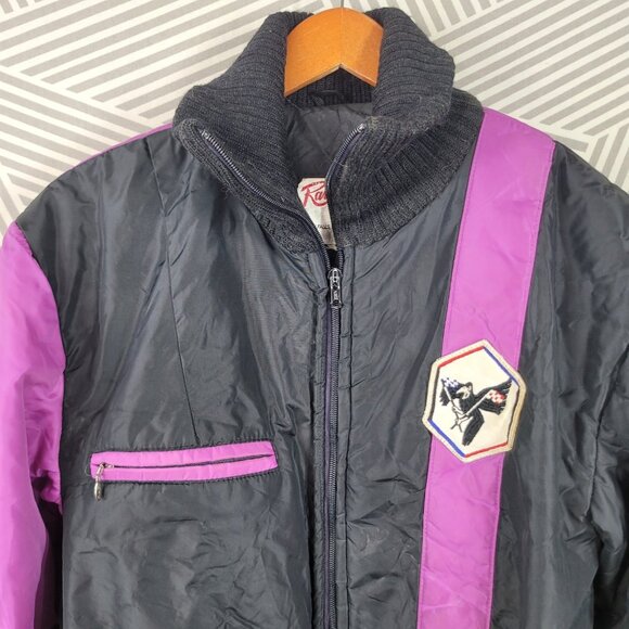 Vintage 70s Snowmobile Suit Womens Small One Piece Ski Snowsuit Purple Winter - Picture 3 of 11